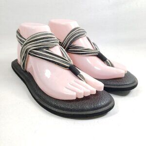 Sanuk Women's Size 7 Yoga Sling Sandals Gray Stripes